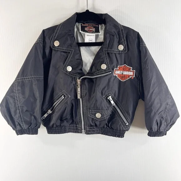 Harley Davidson Jacket Baby Boy Size 24 Months Black Zipper Nylon Lightweight - Picture 1 of 8